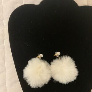 Kate Spade Cream Pom Pom Earrings